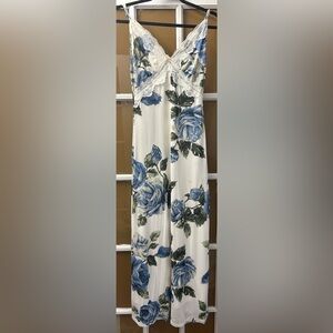 Blue and White Floral Maxi Sundress